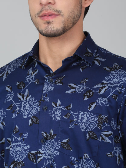 Casual Shirt for Men | Breathable & Soft with Color Fastness Regular Fit Spread Collar Neck Cotton Fabric Printed Pattern