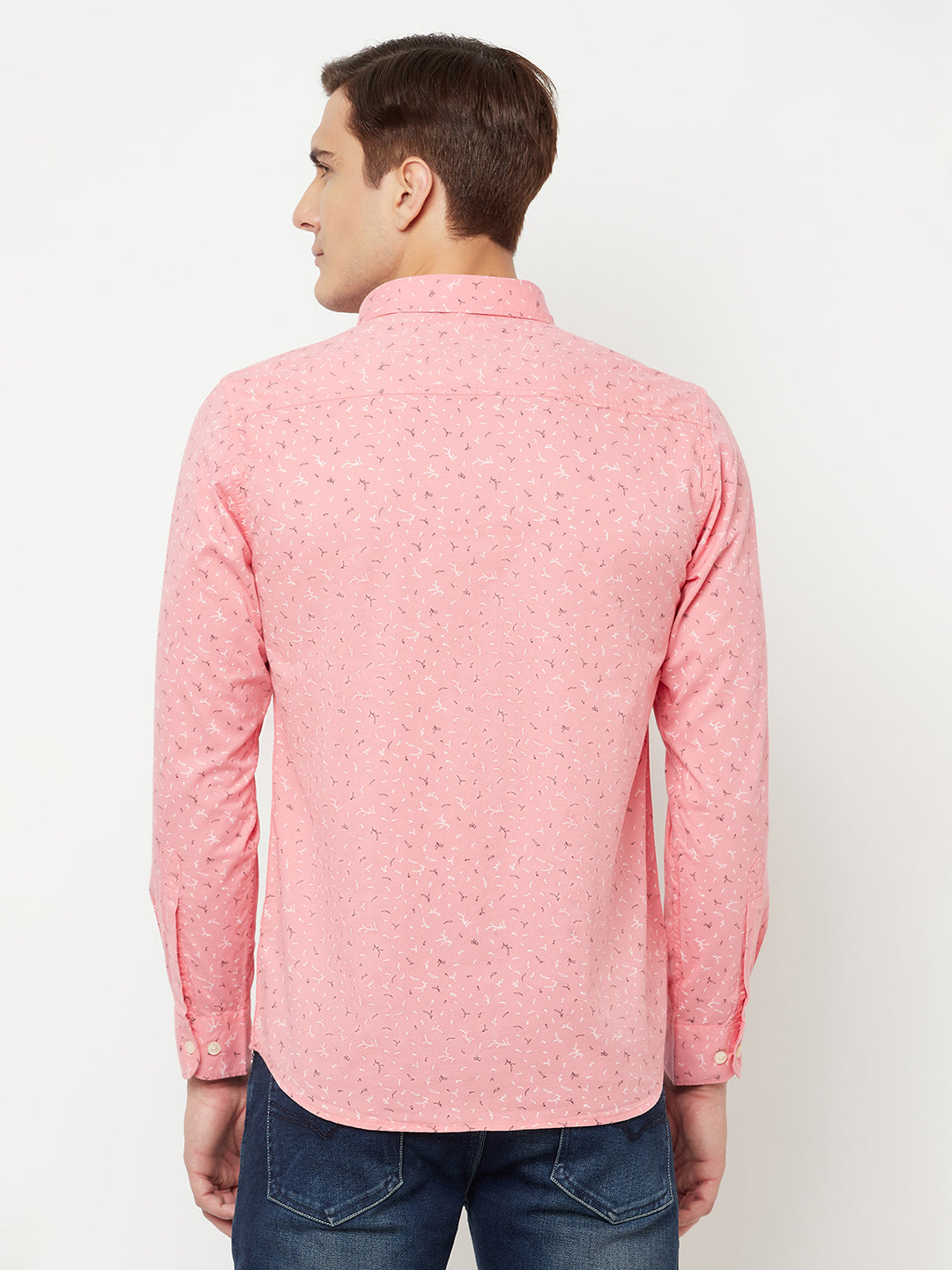 Cantabil Cotton Printed Pink Full Sleeve Casual Shirt for Men with Pocket (6814867226763)