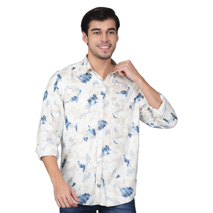 Casual Shirt for Men | Breathable & Soft with Color Fastness Regular Fit Spread Collar Neck Cotton Fabric Printed Pattern