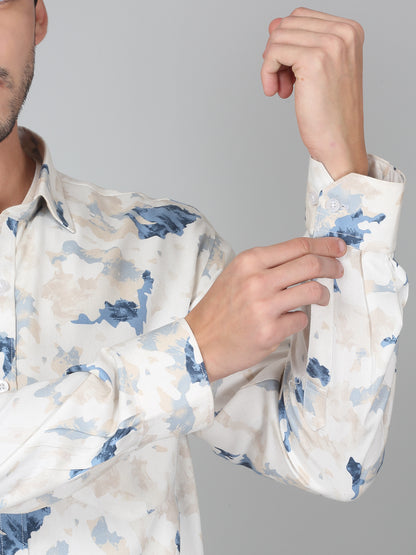 Casual Shirt for Men | Breathable & Soft with Color Fastness Regular Fit Spread Collar Neck Cotton Fabric Printed Pattern