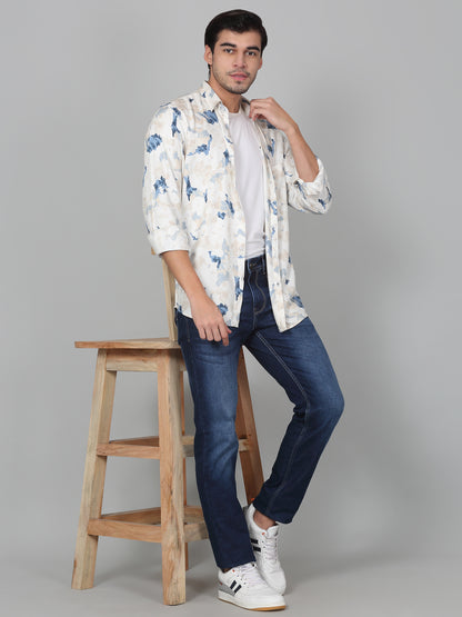 Casual Shirt for Men | Breathable & Soft with Color Fastness Regular Fit Spread Collar Neck Cotton Fabric Printed Pattern