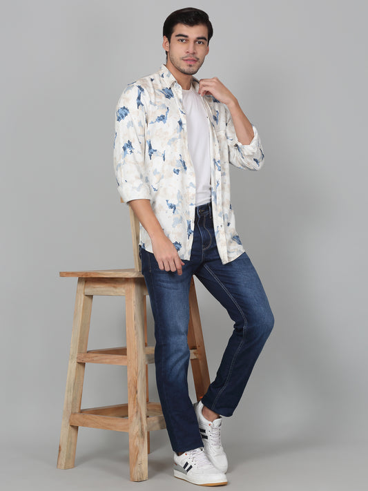 Casual Shirt for Men | Breathable & Soft with Color Fastness Regular Fit Spread Collar Neck Cotton Fabric Printed Pattern