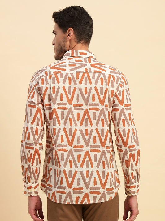 Casual Shirt for Men | Breathable & Soft with Color Fastness Regular Fit Spread Collar Neck Cotton Fabric Printed Pattern