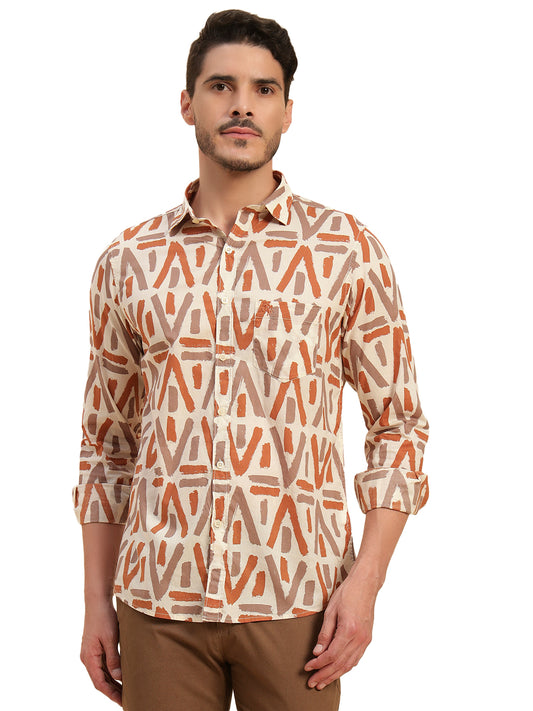 Casual Shirt for Men | Breathable & Soft with Color Fastness Regular Fit Spread Collar Neck Cotton Fabric Printed Pattern
