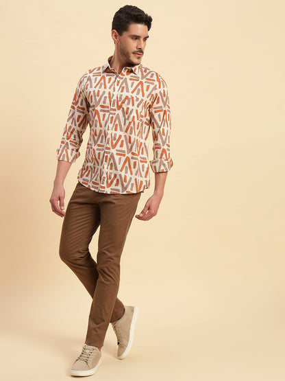 Casual Shirt for Men | Breathable & Soft with Color Fastness Regular Fit Spread Collar Neck Cotton Fabric Printed Pattern