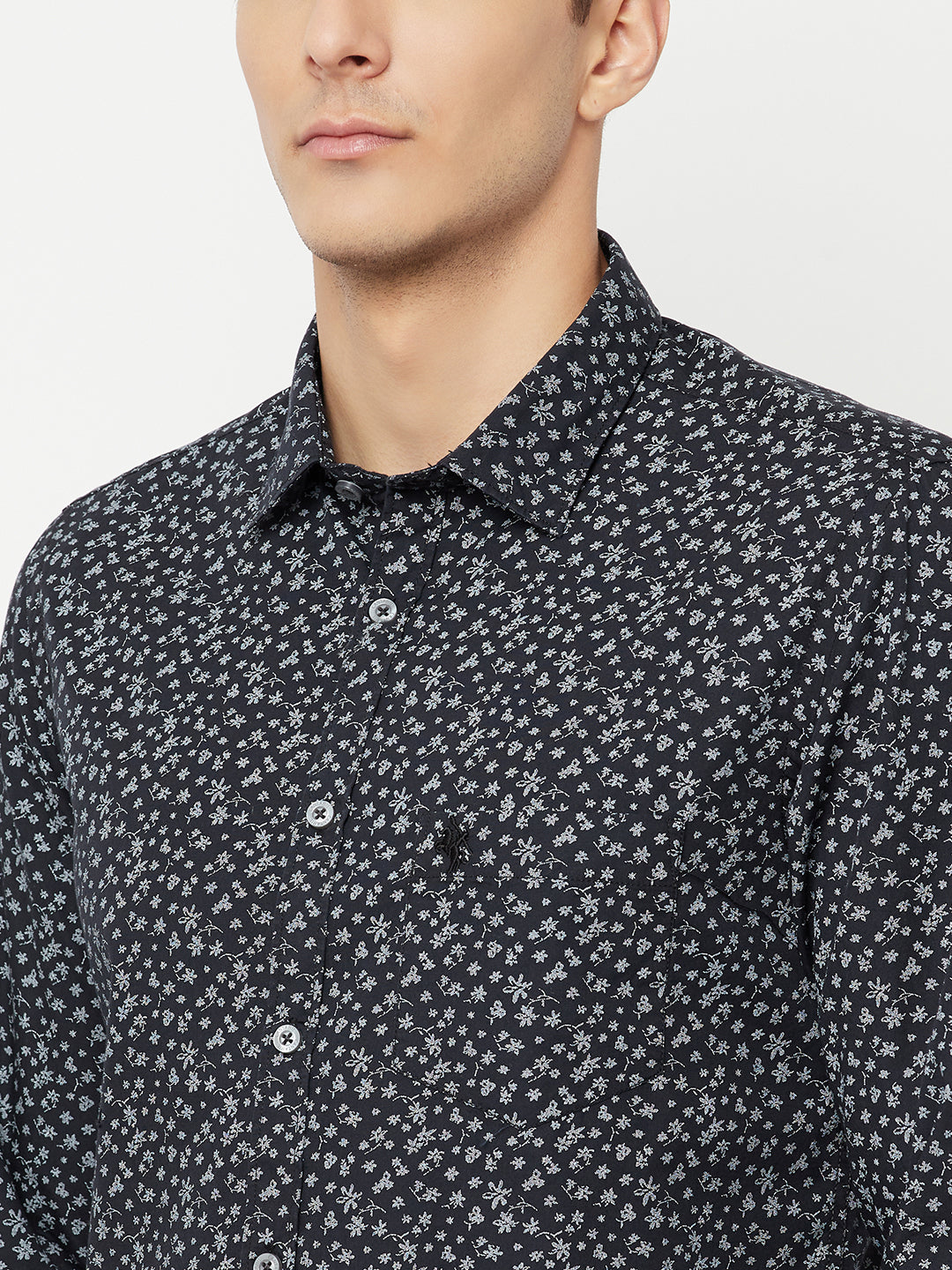 Cantabil Cotton Printed Black Full Sleeve Casual Shirt for Men with Pocket (6816193872011)