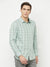 Cantabil Cotton Checkered Light Green Full Sleeve Casual Shirt for Men with Pocket (6827062198411)