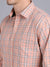 Cantabil Cotton Checkered Peach Full Sleeve Casual Shirt for Men with Pocket (6853774409867)
