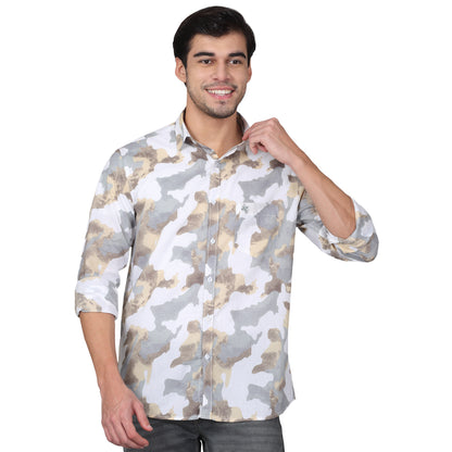 Casual Shirt for Men | Breathable & Soft with Color Fastness Regular Fit Spread Collar Neck Cotton Fabric Printed Pattern