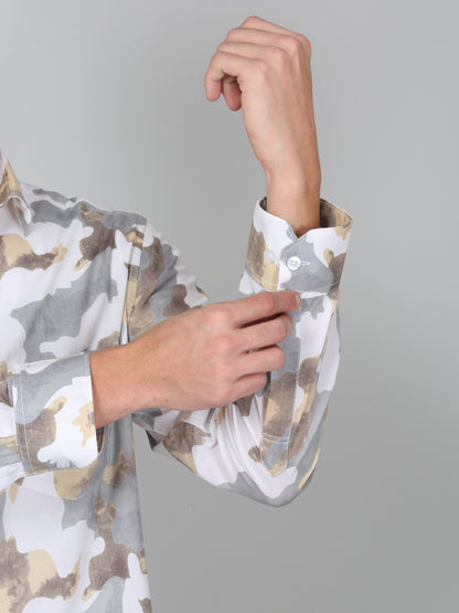 Casual Shirt for Men | Breathable & Soft with Color Fastness Regular Fit Spread Collar Neck Cotton Fabric Printed Pattern