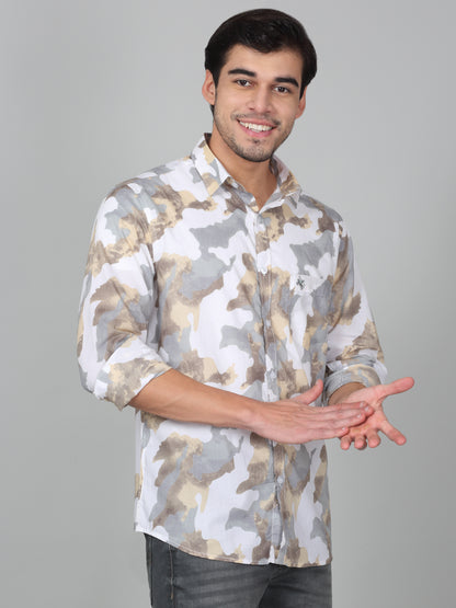 Casual Shirt for Men | Breathable & Soft with Color Fastness Regular Fit Spread Collar Neck Cotton Fabric Printed Pattern
