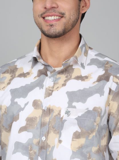 Casual Shirt for Men | Breathable & Soft with Color Fastness Regular Fit Spread Collar Neck Cotton Fabric Printed Pattern