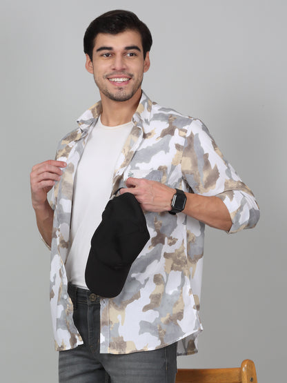 Casual Shirt for Men | Breathable & Soft with Color Fastness Regular Fit Spread Collar Neck Cotton Fabric Printed Pattern