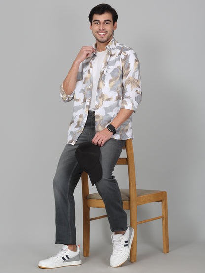 Casual Shirt for Men | Breathable & Soft with Color Fastness Regular Fit Spread Collar Neck Cotton Fabric Printed Pattern