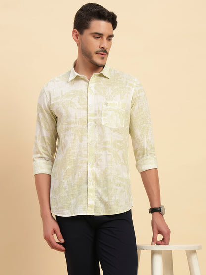 Casual Shirt for Men | Breathable & Soft with Color Fastness Regular Fit Spread Collar Neck Cotton Fabric Printed Pattern