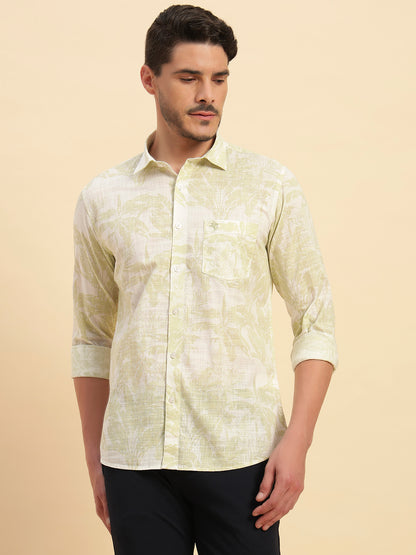 Casual Shirt for Men | Breathable & Soft with Color Fastness Regular Fit Spread Collar Neck Cotton Fabric Printed Pattern