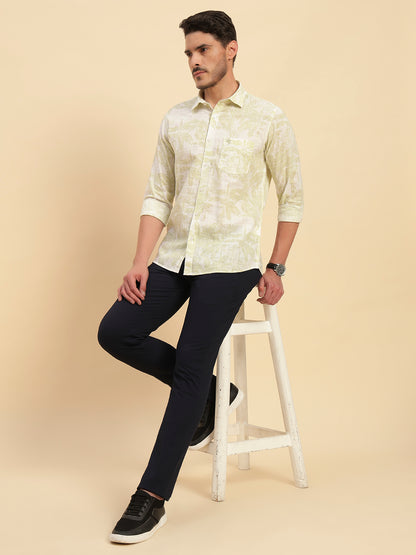 Casual Shirt for Men | Breathable & Soft with Color Fastness Regular Fit Spread Collar Neck Cotton Fabric Printed Pattern