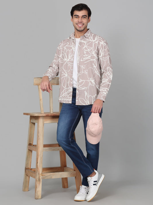 Casual Shirt for Men | Breathable & Soft with Color Fastness Regular Fit Spread Collar Neck Cotton Fabric Printed Pattern