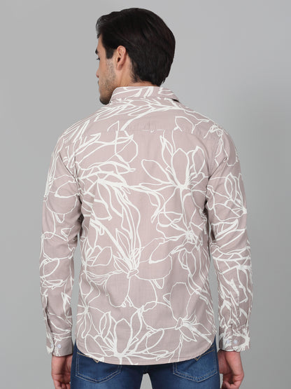 Casual Shirt for Men | Breathable & Soft with Color Fastness Regular Fit Spread Collar Neck Cotton Fabric Printed Pattern
