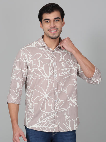 Casual Shirt for Men | Breathable & Soft with Color Fastness Regular Fit Spread Collar Neck Cotton Fabric Printed Pattern