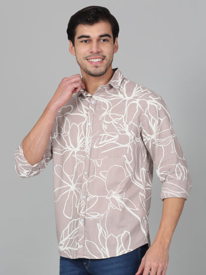 Casual Shirt for Men | Breathable & Soft with Color Fastness Regular Fit Spread Collar Neck Cotton Fabric Printed Pattern
