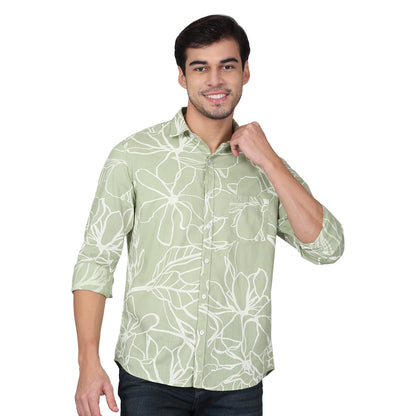 Casual Shirt for Men | Breathable & Soft with Color Fastness Regular Fit Spread Collar Neck Cotton Fabric Printed Pattern