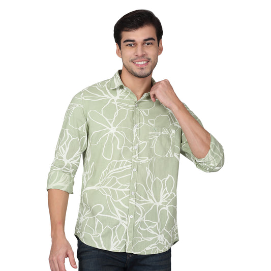 Casual Shirt for Men | Breathable & Soft with Color Fastness Regular Fit Spread Collar Neck Cotton Fabric Printed Pattern