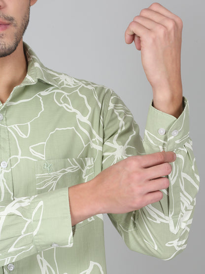 Casual Shirt for Men | Breathable & Soft with Color Fastness Regular Fit Spread Collar Neck Cotton Fabric Printed Pattern
