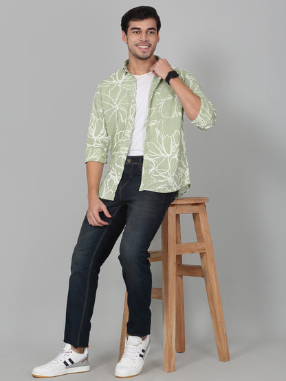 Casual Shirt for Men | Breathable & Soft with Color Fastness Regular Fit Spread Collar Neck Cotton Fabric Printed Pattern