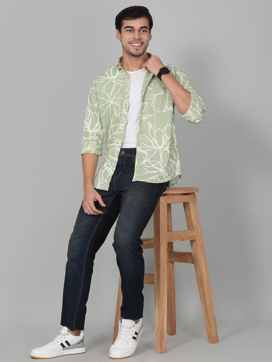 Casual Shirt for Men | Breathable & Soft with Color Fastness Regular Fit Spread Collar Neck Cotton Fabric Printed Pattern
