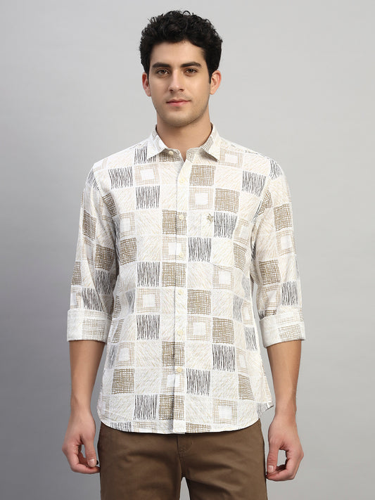 Casual Shirt for Men | Breathable & Soft with Color Fastness Regular Fit Spread Collar Neck Cotton Fabric Printed Pattern