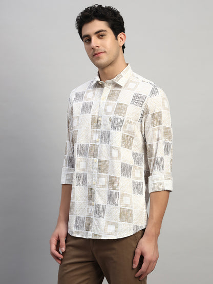 Casual Shirt for Men | Breathable & Soft with Color Fastness Regular Fit Spread Collar Neck Cotton Fabric Printed Pattern
