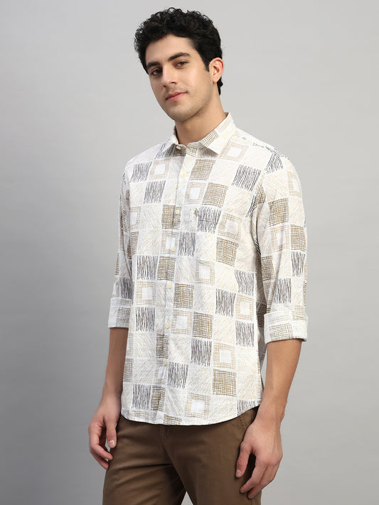 Casual Shirt for Men | Breathable & Soft with Color Fastness Regular Fit Spread Collar Neck Cotton Fabric Printed Pattern