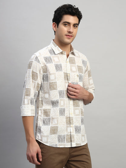 Casual Shirt for Men | Breathable & Soft with Color Fastness Regular Fit Spread Collar Neck Cotton Fabric Printed Pattern
