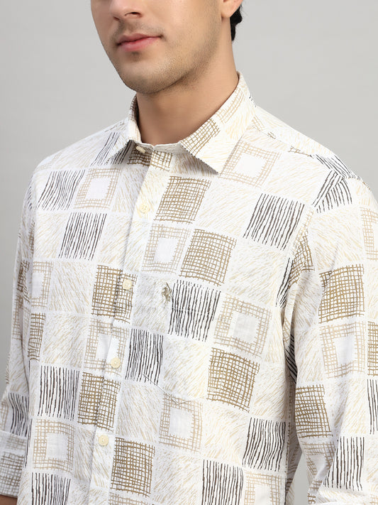 Casual Shirt for Men | Breathable & Soft with Color Fastness Regular Fit Spread Collar Neck Cotton Fabric Printed Pattern
