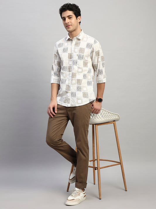 Casual Shirt for Men | Breathable & Soft with Color Fastness Regular Fit Spread Collar Neck Cotton Fabric Printed Pattern
