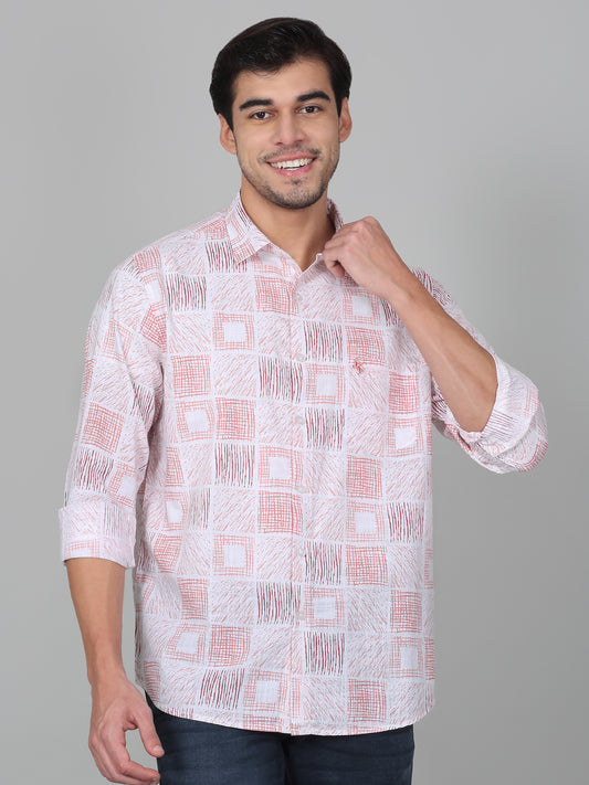 Casual Shirt for Men | Breathable & Soft with Color Fastness Regular Fit Spread Collar Neck Cotton Fabric Printed Pattern