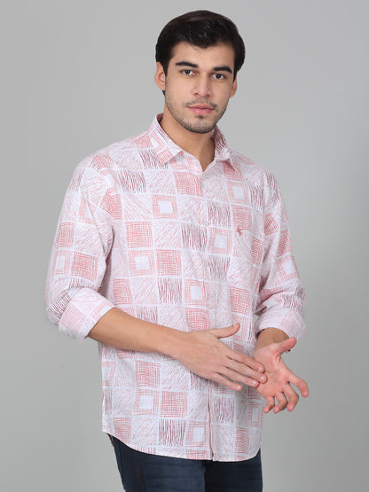 Casual Shirt for Men | Breathable & Soft with Color Fastness Regular Fit Spread Collar Neck Cotton Fabric Printed Pattern