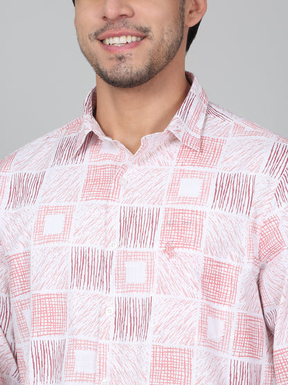 Casual Shirt for Men | Breathable & Soft with Color Fastness Regular Fit Spread Collar Neck Cotton Fabric Printed Pattern