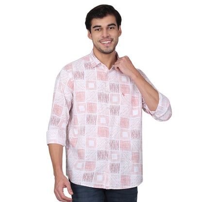 Casual Shirt for Men | Breathable & Soft with Color Fastness Regular Fit Spread Collar Neck Cotton Fabric Printed Pattern
