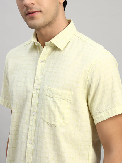 Casual Shirt for Men | Breathable & Soft with Color Fastness Regular Fit Spread Collar Neck Cotton Fabric Checkered Pattern