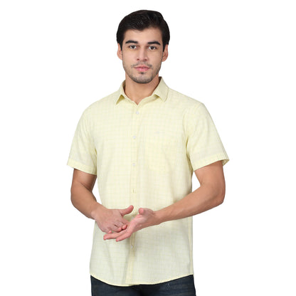 Casual Shirt for Men | Breathable & Soft with Color Fastness Regular Fit Spread Collar Neck Cotton Fabric Checkered Pattern