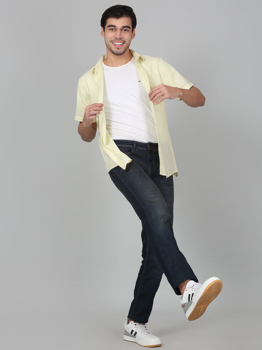 Casual Shirt for Men | Breathable & Soft with Color Fastness Regular Fit Spread Collar Neck Cotton Fabric Checkered Pattern