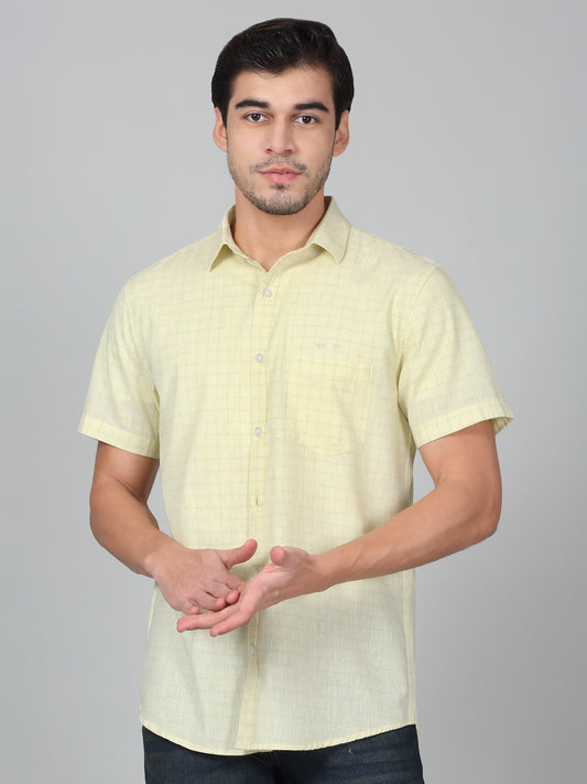 Casual Shirt for Men | Breathable & Soft with Color Fastness Regular Fit Spread Collar Neck Cotton Fabric Checkered Pattern