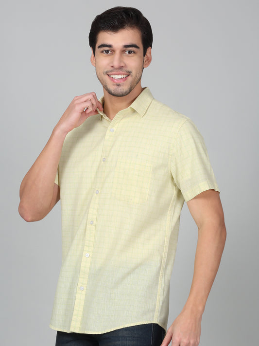 Casual Shirt for Men | Breathable & Soft with Color Fastness Regular Fit Spread Collar Neck Cotton Fabric Checkered Pattern
