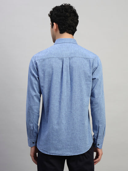 Casual Shirt for Men | Breathable & Soft with Color Fastness Regular Fit Spread Collar Neck Cotton Fabric Self Design Pattern
