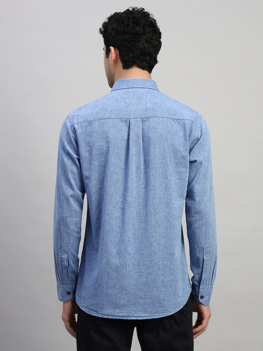 Casual Shirt for Men | Breathable & Soft with Color Fastness Regular Fit Spread Collar Neck Cotton Fabric Self Design Pattern