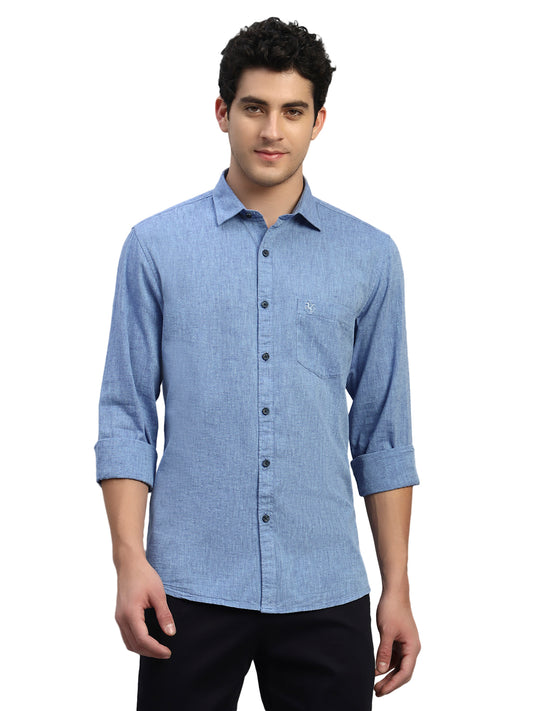 Casual Shirt for Men | Breathable & Soft with Color Fastness Regular Fit Spread Collar Neck Cotton Fabric Self Design Pattern