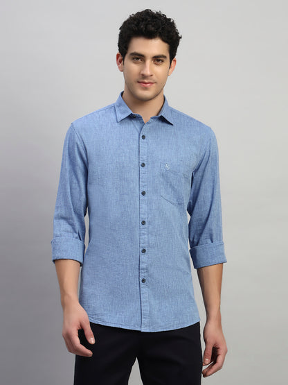 Casual Shirt for Men | Breathable & Soft with Color Fastness Regular Fit Spread Collar Neck Cotton Fabric Self Design Pattern