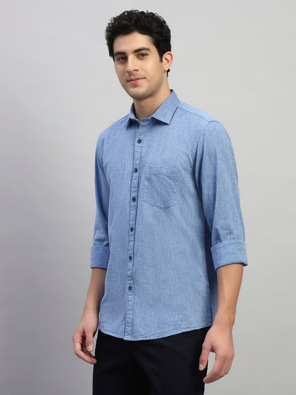 Casual Shirt for Men | Breathable & Soft with Color Fastness Regular Fit Spread Collar Neck Cotton Fabric Self Design Pattern